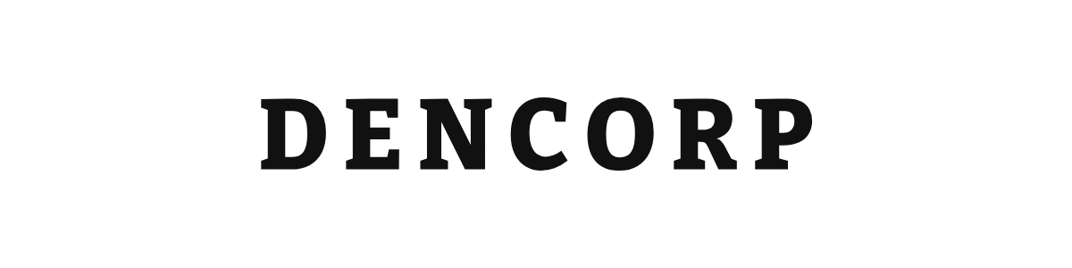 The Dencorp wordmark, dark on white